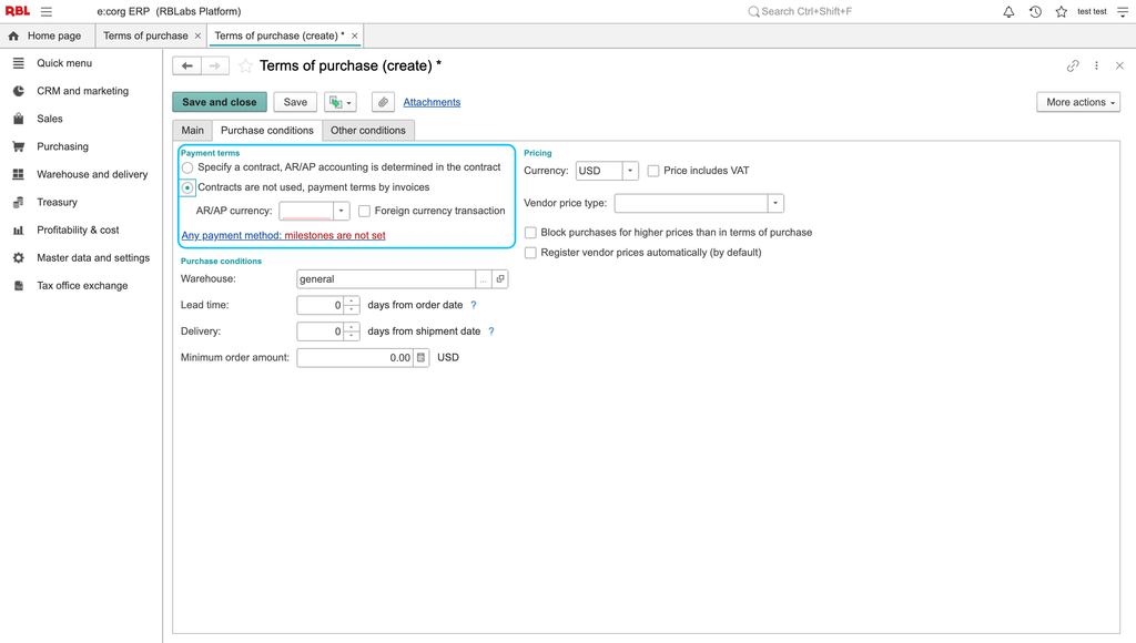 Contract-use settings in the earlier interface